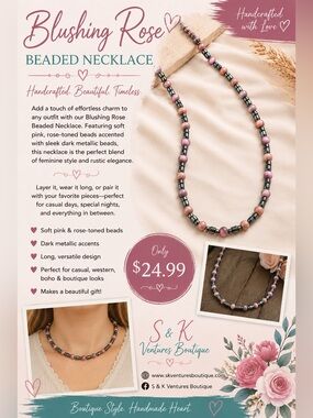 Blushing Rose Beaded Necklace